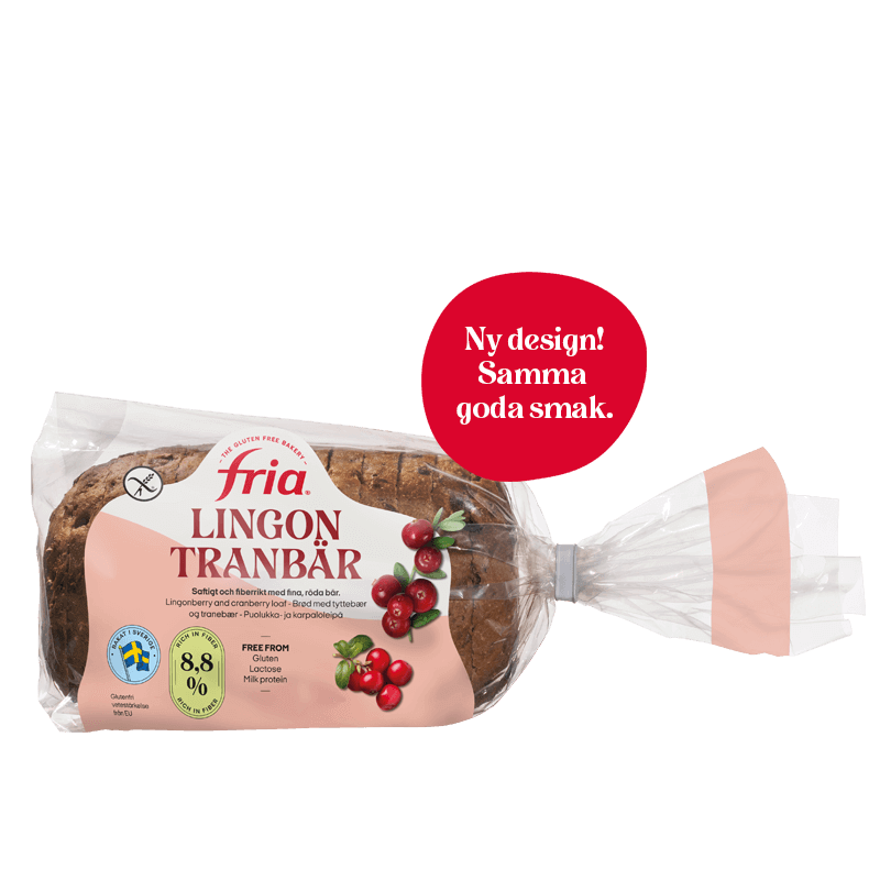 Fria Glutenfritt Lingon Tranbär Formbröd